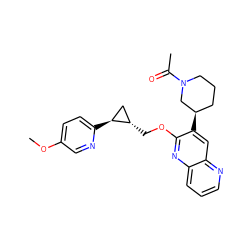 COc1ccc([C@H]2C[C@@H]2COc2nc3cccnc3cc2[C@@H]2CCCN(C(C)=O)C2)nc1 ZINC000149499730