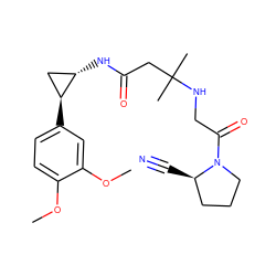 COc1ccc([C@H]2C[C@@H]2NC(=O)CC(C)(C)NCC(=O)N2CCC[C@H]2C#N)cc1OC ZINC000040900691