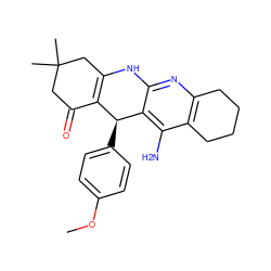 COc1ccc([C@H]2C3=C(CC(C)(C)CC3=O)Nc3nc4c(c(N)c32)CCCC4)cc1 ZINC000040876775