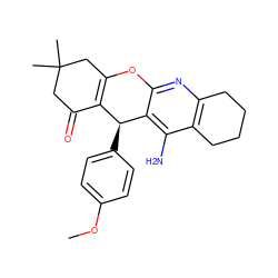 COc1ccc([C@H]2C3=C(CC(C)(C)CC3=O)Oc3nc4c(c(N)c32)CCCC4)cc1 ZINC000040407563