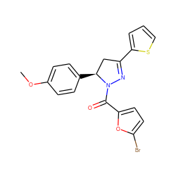 COc1ccc([C@H]2CC(c3cccs3)=NN2C(=O)c2ccc(Br)o2)cc1 ZINC000001150734