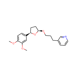COc1ccc([C@H]2CC[C@@H](OCCCc3cccnc3)O2)cc1OC ZINC000029306427