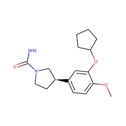 COc1ccc([C@H]2CCN(C(N)=O)C2)cc1OC1CCCC1 ZINC000000006362