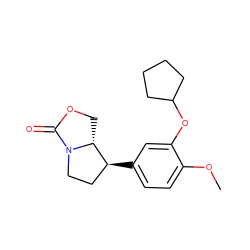 COc1ccc([C@H]2CCN3C(=O)OC[C@H]23)cc1OC1CCCC1 ZINC000013744669