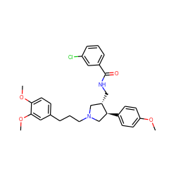 COc1ccc([C@H]2CN(CCCc3ccc(OC)c(OC)c3)C[C@@H]2CNC(=O)c2cccc(Cl)c2)cc1 ZINC000071296427