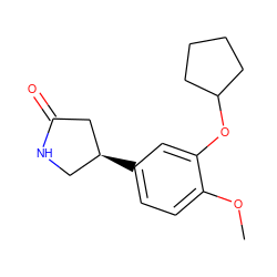 COc1ccc([C@H]2CNC(=O)C2)cc1OC1CCCC1 ZINC000002000919