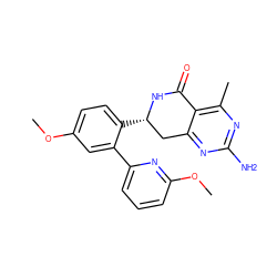 COc1ccc([C@H]2Cc3nc(N)nc(C)c3C(=O)N2)c(-c2cccc(OC)n2)c1 ZINC000117713001