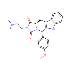 COc1ccc([C@H]2c3[nH]c4ccccc4c3C[C@@H]3C(=O)N(CCN(C)C)C(=O)N23)cc1 ZINC000013527977