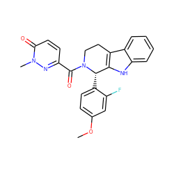 COc1ccc([C@H]2c3[nH]c4ccccc4c3CCN2C(=O)c2ccc(=O)n(C)n2)c(F)c1 ZINC000011711100