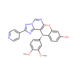 COc1ccc([C@H]2c3ccc(O)cc3Oc3ncn4nc(-c5ccncc5)nc4c32)cc1OC ZINC000009192366