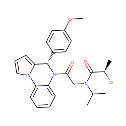 COc1ccc([C@H]2c3cccn3-c3ccccc3N2C(=O)CN(C(=O)[C@@H](C)Cl)C(C)C)cc1 ZINC000016570111