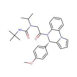 COc1ccc([C@H]2c3cccn3-c3ccccc3N2C(=O)CN(C(=O)NC(C)(C)C)C(C)C)cc1 ZINC000004210020