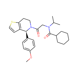 COc1ccc([C@H]2c3ccsc3CCN2C(=O)CN(C(=O)C2CCCCC2)C(C)C)cc1 ZINC000034859315