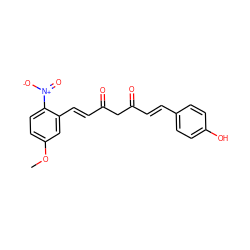 COc1ccc([N+](=O)[O-])c(/C=C/C(=O)CC(=O)/C=C/c2ccc(O)cc2)c1 ZINC000116760776