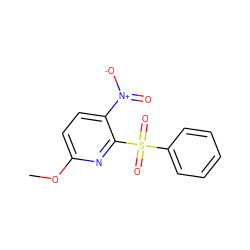 COc1ccc([N+](=O)[O-])c(S(=O)(=O)c2ccccc2)n1 ZINC000000132362