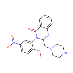 COc1ccc([N+](=O)[O-])cc1-n1c(CN2CCNCC2)nc2ccccc2c1=O ZINC000072122909