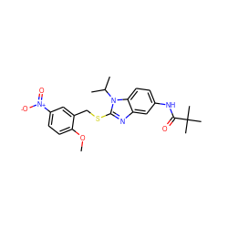 COc1ccc([N+](=O)[O-])cc1CSc1nc2cc(NC(=O)C(C)(C)C)ccc2n1C(C)C ZINC000028524331