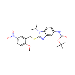 COc1ccc([N+](=O)[O-])cc1CSc1nc2cc(NC(=O)OC(C)(C)C)ccc2n1C(C)C ZINC000028523288