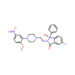 COc1ccc([N+](=O)[O-])cc1N1CCN(CCN2C(=O)c3cc(I)ccc3[C@]2(O)c2ccccc2)CC1 ZINC000084462214