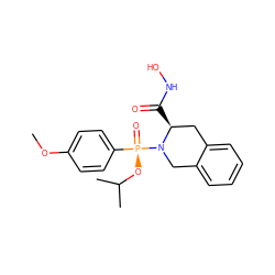COc1ccc([P@@](=O)(OC(C)C)N2Cc3ccccc3C[C@@H]2C(=O)NO)cc1 ZINC000013472477