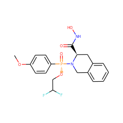 COc1ccc([P@](=O)(OCC(F)F)N2Cc3ccccc3C[C@@H]2C(=O)NO)cc1 ZINC000011687976