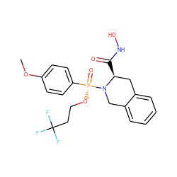COc1ccc([P@](=O)(OCCC(F)(F)F)N2Cc3ccccc3C[C@@H]2C(=O)NO)cc1 ZINC000013438440