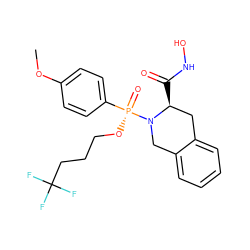 COc1ccc([P@](=O)(OCCCC(F)(F)F)N2Cc3ccccc3C[C@@H]2C(=O)NO)cc1 ZINC000013438447