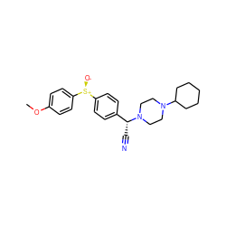 COc1ccc([S@@+]([O-])c2ccc([C@@H](C#N)N3CCN(C4CCCCC4)CC3)cc2)cc1 ZINC000022447300