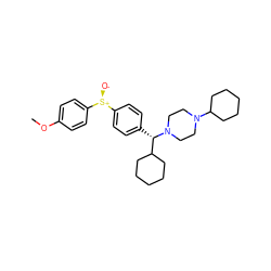 COc1ccc([S@@+]([O-])c2ccc([C@@H](C3CCCCC3)N3CCN(C4CCCCC4)CC3)cc2)cc1 ZINC000026380095