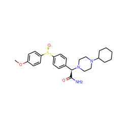 COc1ccc([S@@+]([O-])c2ccc([C@H](C(N)=O)N3CCN(C4CCCCC4)CC3)cc2)cc1 ZINC000026380084