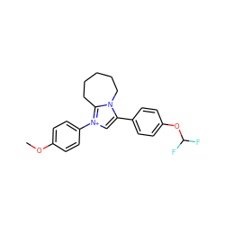 COc1ccc(-[n+]2cc(-c3ccc(OC(F)F)cc3)n3c2CCCCC3)cc1 ZINC000012575106