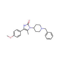 COc1ccc(-c2[nH]c(=O)n(C3CCN(Cc4ccccc4)CC3)c2C)cc1 ZINC000013799205