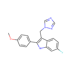 COc1ccc(-c2[nH]c3cc(F)ccc3c2Cn2cncn2)cc1 ZINC000587635849