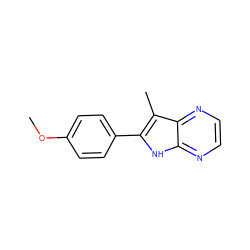 COc1ccc(-c2[nH]c3nccnc3c2C)cc1 ZINC000013492960