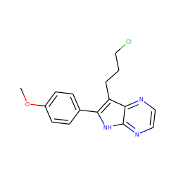 COc1ccc(-c2[nH]c3nccnc3c2CCCCl)cc1 ZINC000013492963