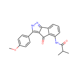 COc1ccc(-c2[nH]nc3c2C(=O)c2c(NC(=O)C(C)C)cccc2-3)cc1 ZINC000013862599