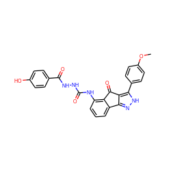 COc1ccc(-c2[nH]nc3c2C(=O)c2c(NC(=O)NNC(=O)c4ccc(O)cc4)cccc2-3)cc1 ZINC000000591747