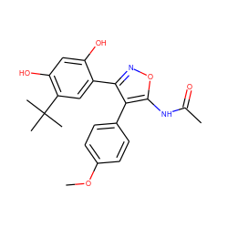 COc1ccc(-c2c(-c3cc(C(C)(C)C)c(O)cc3O)noc2NC(C)=O)cc1 ZINC000299820130