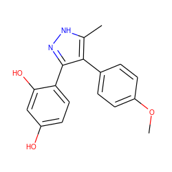 COc1ccc(-c2c(-c3ccc(O)cc3O)n[nH]c2C)cc1 ZINC000004641406