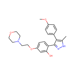 COc1ccc(-c2c(-c3ccc(OCCN4CCOCC4)cc3O)n[nH]c2C)cc1 ZINC000020592055