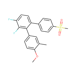 COc1ccc(-c2c(-c3ccc(S(C)(=O)=O)cc3)ccc(F)c2F)cc1C ZINC000028387448