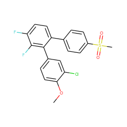 COc1ccc(-c2c(-c3ccc(S(C)(=O)=O)cc3)ccc(F)c2F)cc1Cl ZINC000028367118