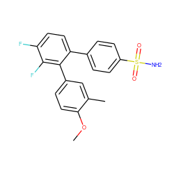 COc1ccc(-c2c(-c3ccc(S(N)(=O)=O)cc3)ccc(F)c2F)cc1C ZINC000028387452