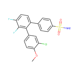 COc1ccc(-c2c(-c3ccc(S(N)(=O)=O)cc3)ccc(F)c2F)cc1Cl ZINC000028385255