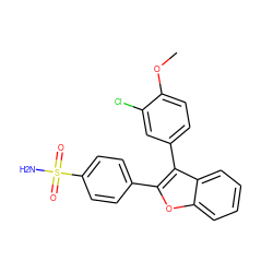 COc1ccc(-c2c(-c3ccc(S(N)(=O)=O)cc3)oc3ccccc23)cc1Cl ZINC000026405031