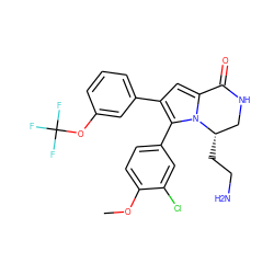 COc1ccc(-c2c(-c3cccc(OC(F)(F)F)c3)cc3n2[C@@H](CCN)CNC3=O)cc1Cl ZINC000207239987