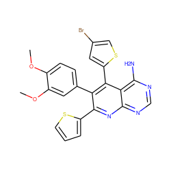 COc1ccc(-c2c(-c3cccs3)nc3ncnc(N)c3c2-c2cc(Br)cs2)cc1OC ZINC000001904660