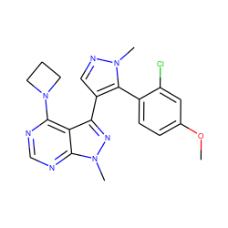 COc1ccc(-c2c(-c3nn(C)c4ncnc(N5CCC5)c34)cnn2C)c(Cl)c1 ZINC000169706118