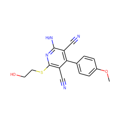 COc1ccc(-c2c(C#N)c(N)nc(SCCO)c2C#N)cc1 ZINC000013612605