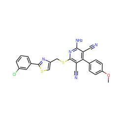 COc1ccc(-c2c(C#N)c(N)nc(SCc3csc(-c4cccc(Cl)c4)n3)c2C#N)cc1 ZINC000473137684